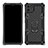 Silicone Matte Finish and Plastic Back Cover Case with Magnetic Finger Ring Stand S01 for Realme C11 Black