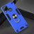 Silicone Matte Finish and Plastic Back Cover Case with Magnetic Finger Ring Stand S01 for Realme C15