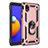 Silicone Matte Finish and Plastic Back Cover Case with Magnetic Finger Ring Stand S01 for Samsung Galaxy A01 Core
