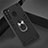 Silicone Matte Finish and Plastic Back Cover Case with Magnetic Finger Ring Stand S01 for Samsung Galaxy A21 Black