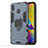 Silicone Matte Finish and Plastic Back Cover Case with Magnetic Finger Ring Stand S01 for Samsung Galaxy M20