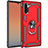 Silicone Matte Finish and Plastic Back Cover Case with Magnetic Finger Ring Stand S01 for Samsung Galaxy Note 10 5G Red