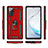 Silicone Matte Finish and Plastic Back Cover Case with Magnetic Finger Ring Stand S01 for Samsung Galaxy Note 20 5G