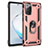 Silicone Matte Finish and Plastic Back Cover Case with Magnetic Finger Ring Stand S01 for Samsung Galaxy Note 20 5G