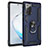 Silicone Matte Finish and Plastic Back Cover Case with Magnetic Finger Ring Stand S01 for Samsung Galaxy Note 20 5G Blue