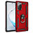 Silicone Matte Finish and Plastic Back Cover Case with Magnetic Finger Ring Stand S01 for Samsung Galaxy Note 20 5G Red