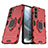 Silicone Matte Finish and Plastic Back Cover Case with Magnetic Finger Ring Stand S01 for Samsung Galaxy S21 FE 5G