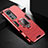 Silicone Matte Finish and Plastic Back Cover Case with Magnetic Finger Ring Stand S01 for Xiaomi Mi 12 Lite 5G Red