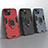 Silicone Matte Finish and Plastic Back Cover Case with Magnetic Finger Ring Stand S02 for Apple iPhone 14