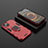 Silicone Matte Finish and Plastic Back Cover Case with Magnetic Finger Ring Stand S02 for Apple iPhone 14 Red