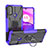 Silicone Matte Finish and Plastic Back Cover Case with Magnetic Finger Ring Stand S02 for Motorola Moto E40 Purple