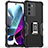 Silicone Matte Finish and Plastic Back Cover Case with Magnetic Finger Ring Stand S02 for Motorola Moto Edge S30 5G