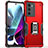 Silicone Matte Finish and Plastic Back Cover Case with Magnetic Finger Ring Stand S02 for Motorola Moto Edge S30 5G Red