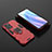 Silicone Matte Finish and Plastic Back Cover Case with Magnetic Finger Ring Stand S02 for Oppo Reno7 5G