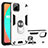 Silicone Matte Finish and Plastic Back Cover Case with Magnetic Finger Ring Stand S02 for Realme C11