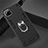 Silicone Matte Finish and Plastic Back Cover Case with Magnetic Finger Ring Stand S02 for Realme C11 Black
