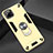 Silicone Matte Finish and Plastic Back Cover Case with Magnetic Finger Ring Stand S02 for Realme C11 Gold