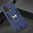 Silicone Matte Finish and Plastic Back Cover Case with Magnetic Finger Ring Stand S02 for Samsung Galaxy A21s Blue