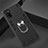 Silicone Matte Finish and Plastic Back Cover Case with Magnetic Finger Ring Stand S02 for Samsung Galaxy A41 Black