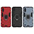 Silicone Matte Finish and Plastic Back Cover Case with Magnetic Finger Ring Stand S02 for Samsung Galaxy M01