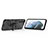 Silicone Matte Finish and Plastic Back Cover Case with Magnetic Finger Ring Stand S02 for Samsung Galaxy S21 FE 5G Black