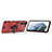 Silicone Matte Finish and Plastic Back Cover Case with Magnetic Finger Ring Stand S02 for Samsung Galaxy S21 FE 5G Red