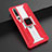 Silicone Matte Finish and Plastic Back Cover Case with Magnetic Finger Ring Stand S02 for Xiaomi Mi 10 Pro Red