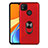 Silicone Matte Finish and Plastic Back Cover Case with Magnetic Finger Ring Stand S02 for Xiaomi Redmi 9 India Red