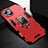 Silicone Matte Finish and Plastic Back Cover Case with Magnetic Finger Ring Stand S03 for Apple iPhone 14