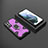 Silicone Matte Finish and Plastic Back Cover Case with Magnetic Finger Ring Stand S03 for Samsung Galaxy S21 5G Purple