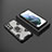 Silicone Matte Finish and Plastic Back Cover Case with Magnetic Finger Ring Stand S03 for Samsung Galaxy S21 FE 5G Gray