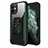 Silicone Matte Finish and Plastic Back Cover Case with Magnetic Finger Ring Stand S04 for Apple iPhone 12 Mini Midnight Green