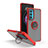 Silicone Matte Finish and Plastic Back Cover Case with Magnetic Finger Ring Stand S04 for Motorola Moto Edge 20 5G Red