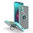 Silicone Matte Finish and Plastic Back Cover Case with Magnetic Finger Ring Stand S04 for Motorola Moto G10 Power Cyan