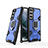 Silicone Matte Finish and Plastic Back Cover Case with Magnetic Finger Ring Stand S04 for Samsung Galaxy S21 FE 5G Blue