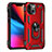 Silicone Matte Finish and Plastic Back Cover Case with Magnetic Finger Ring Stand S05 for Apple iPhone 14
