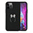 Silicone Matte Finish and Plastic Back Cover Case with Magnetic Finger Ring Stand S06 for Apple iPhone 12 Pro Max Black