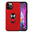 Silicone Matte Finish and Plastic Back Cover Case with Magnetic Finger Ring Stand S06 for Apple iPhone 12 Pro Max Red