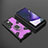 Silicone Matte Finish and Plastic Back Cover Case with Magnetic Finger Ring Stand S06 for Samsung Galaxy S23 Ultra 5G Purple