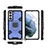 Silicone Matte Finish and Plastic Back Cover Case with Magnetic Finger Ring Stand S07 for Samsung Galaxy S21 FE 5G Blue