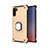 Silicone Matte Finish and Plastic Back Cover Case with Magnetic Finger Ring Stand T01 for Samsung Galaxy Note 10 5G Gold