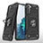 Silicone Matte Finish and Plastic Back Cover Case with Magnetic Finger Ring Stand T04 for Samsung Galaxy S21 5G Black