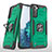Silicone Matte Finish and Plastic Back Cover Case with Magnetic Finger Ring Stand T04 for Samsung Galaxy S21 5G Green