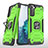 Silicone Matte Finish and Plastic Back Cover Case with Magnetic Finger Ring Stand T04 for Samsung Galaxy S21 5G Matcha Green
