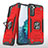 Silicone Matte Finish and Plastic Back Cover Case with Magnetic Finger Ring Stand T04 for Samsung Galaxy S21 FE 5G