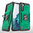 Silicone Matte Finish and Plastic Back Cover Case with Magnetic Finger Ring Stand T04 for Samsung Galaxy S22 5G Green