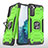 Silicone Matte Finish and Plastic Back Cover Case with Magnetic Finger Ring Stand T04 for Samsung Galaxy S22 5G Matcha Green