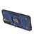 Silicone Matte Finish and Plastic Back Cover Case with Magnetic Finger Ring Stand T05 for Samsung Galaxy S21 5G Blue