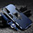 Silicone Matte Finish and Plastic Back Cover Case with Magnetic Finger Ring Stand T06 for Samsung Galaxy S21 Plus 5G Blue