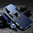 Silicone Matte Finish and Plastic Back Cover Case with Magnetic Finger Ring Stand T06 for Samsung Galaxy S23 Plus 5G Blue